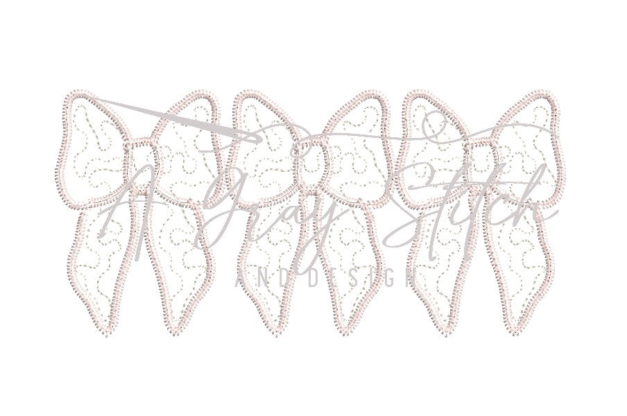 Quilted Solid Trio Coquette Bow Applique Design