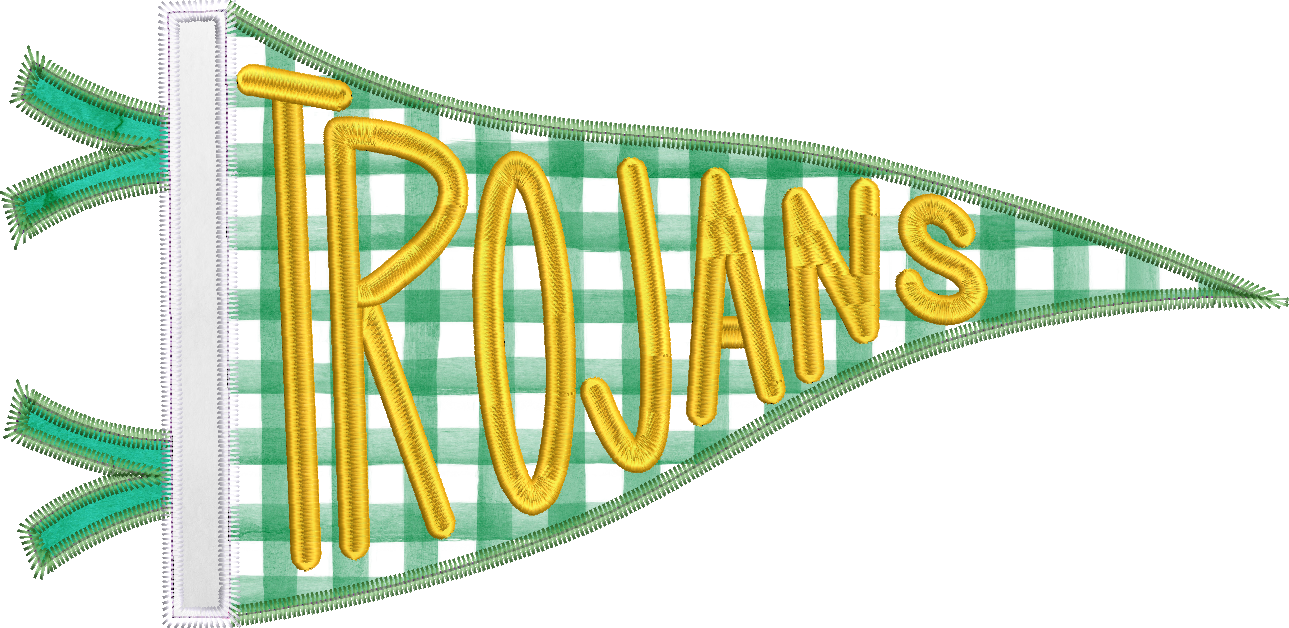 Trojans Handlettered Pennant Flag