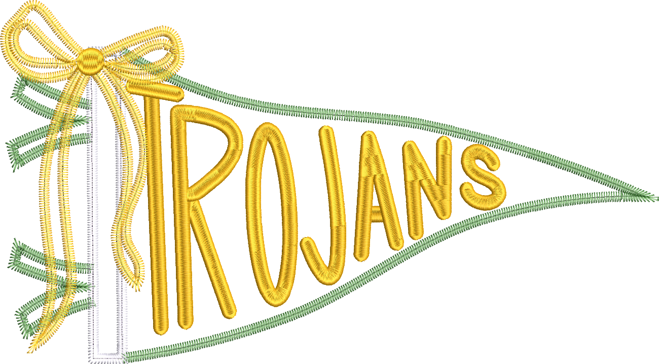 Trojans Handlettered Pennant Flag