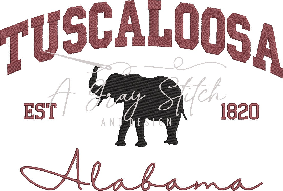Tuscaloosa Collegiate Embroidery Design