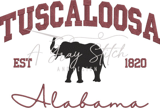 Tuscaloosa Collegiate Embroidery Design