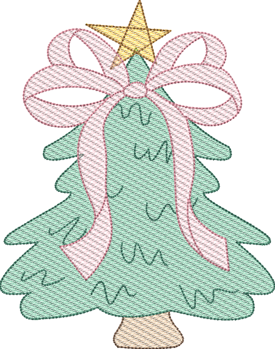 Sketch Fill Whimsical Christmas Tree Machine Embroidery Design