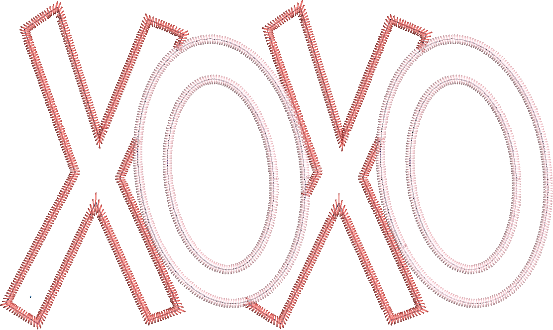 XOXO Zig Zag Applique Quick Stitch Machine Embroidery Design