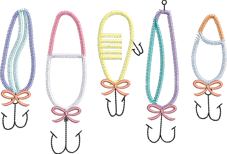 Zig Zag Applique Fishing Lures with Bows