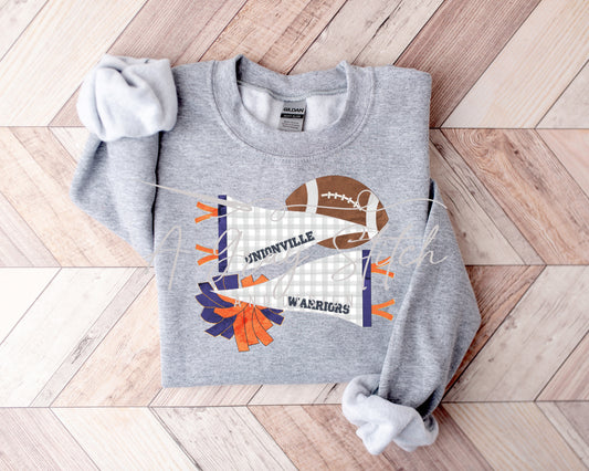 Bean Stitch Applique Pom Poms and Football Double Pennant Flag