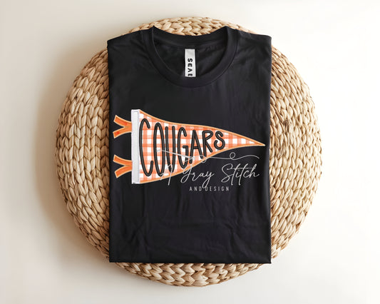 Cougars Handlettered Pennant Flag