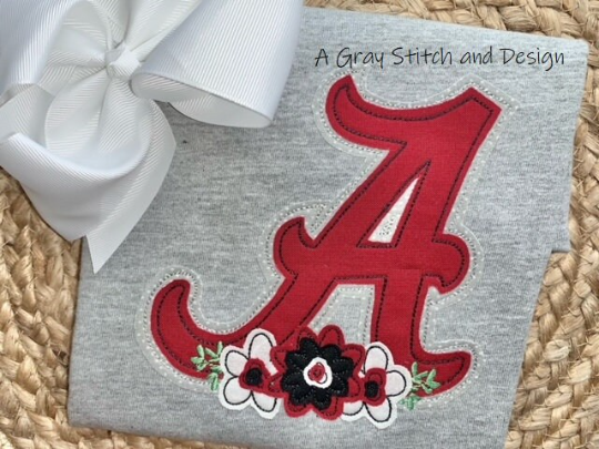 U of A  Floral Quick Stitch Applique