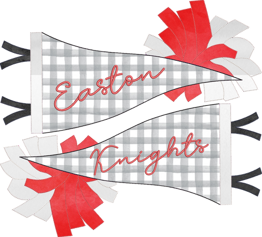 Bean Stitch Applique Double Pennant Flag with Pom Poms