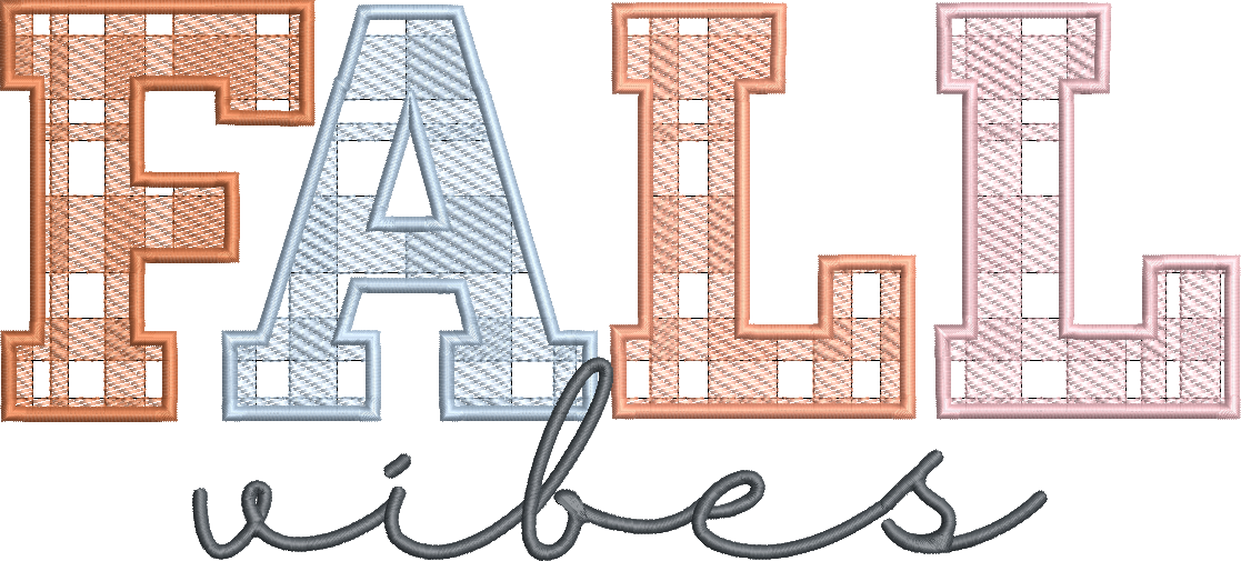 Sketch Fill Plaid Fall Vibes Machine Embroidery Quick Stitch Girly Design