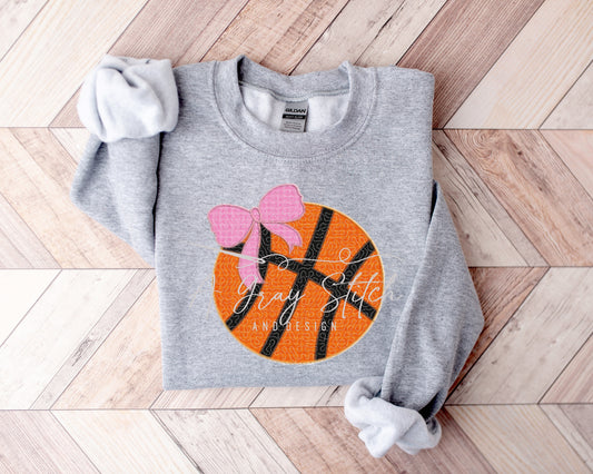 Quilted Basketball Coquette Bow Applique Design