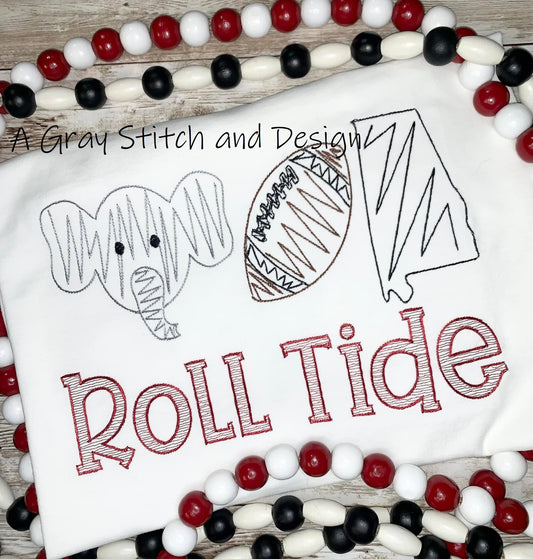 Elephant Quick Stitch Embroidery Trio Sketchy Embroidery Design