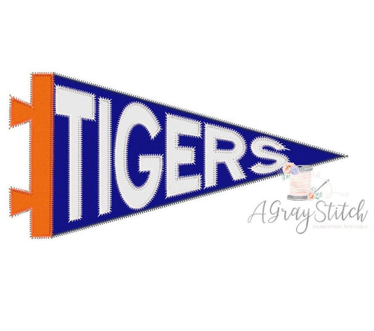Tigers Pennant Spirit Flag Applique Machine Embroidery Design