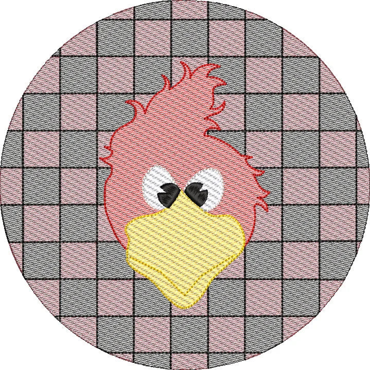 Check Background Gamecock Mascot Sketch Fill Quick Stitch Machine Embroidery Design