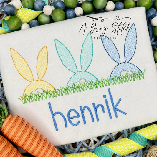 Sketch Fill Bunny Tail Trio Machine Embroidery Design Quick Stitch