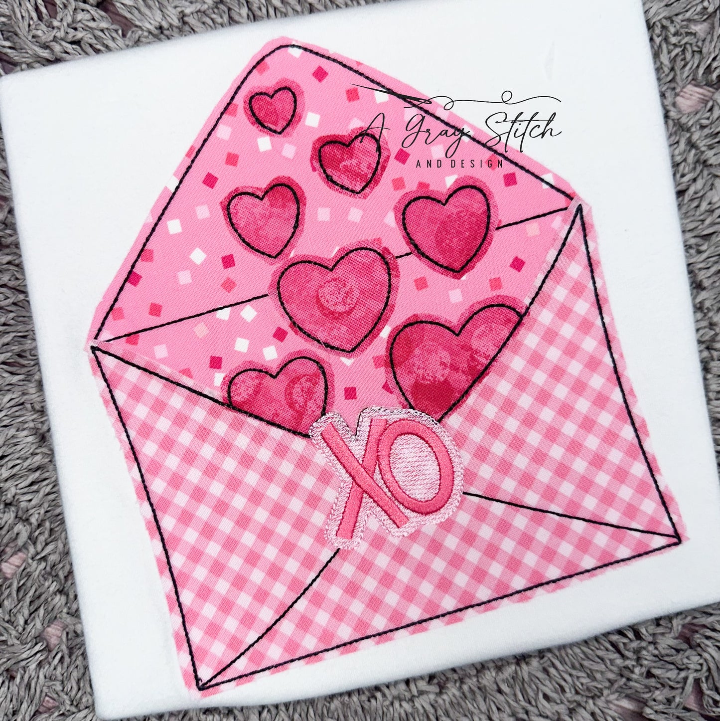 Bean Stitch Valentine's Envelope Hearts Design