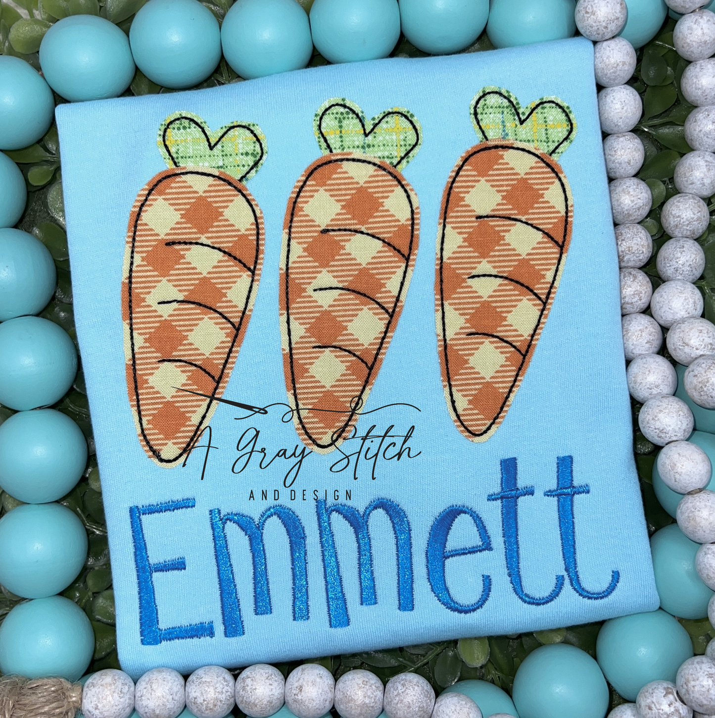 Bean Stitch Applique Simple Carrot Trio Easter Machine Embroidery Design