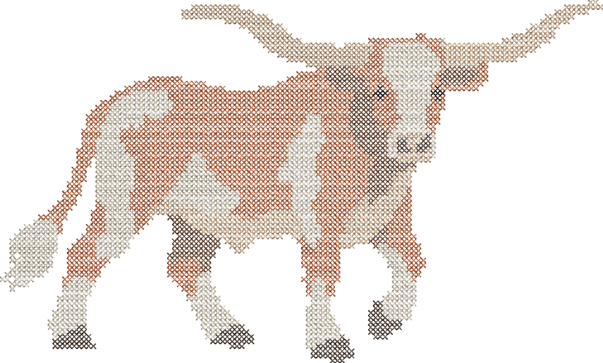 Cross Stitch Longhorn Mascot