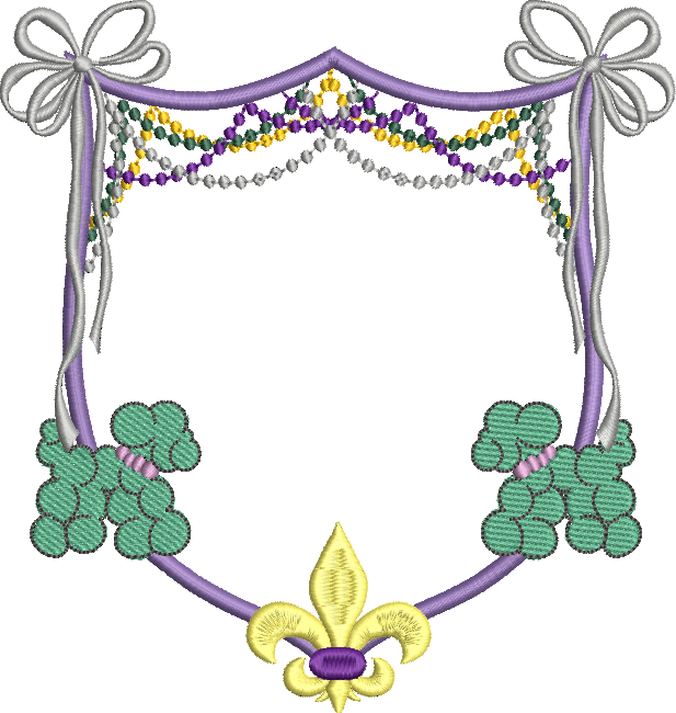 Mardi Gras Crest Quick Stitch Machine Embroidery Design