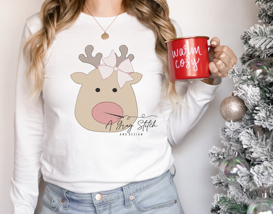 Sketch Fill Reindeer Girl Design