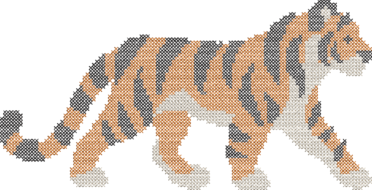 Cross Stitch Tiger Mascot