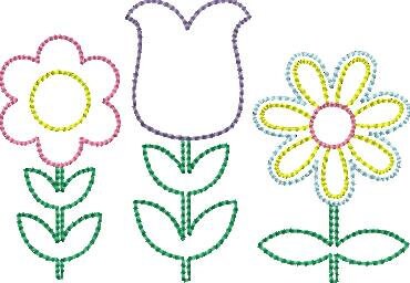 Spring Flower Quick Stitch Applique Design Vintage Stitch Applique Design