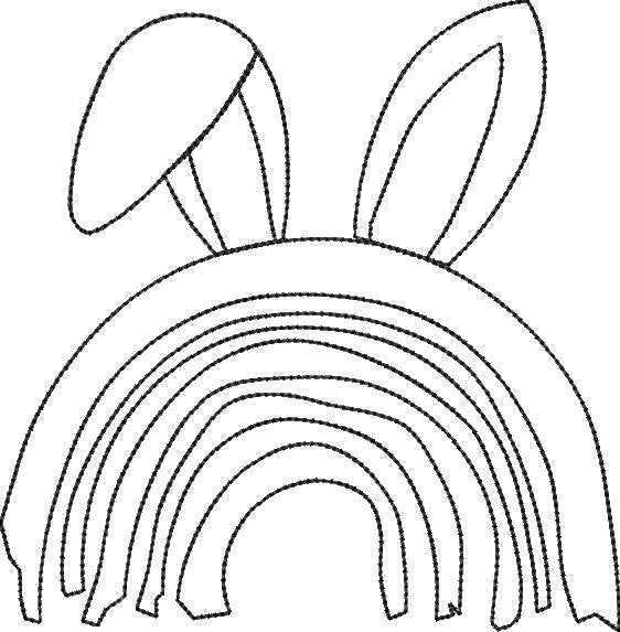 Bunny Rabbit Boho Rainbow Applique Design Easter Bunny Applique Rainbow Vintage Stitch Applique