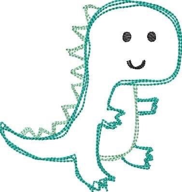 Sketchy Cutie Dino Embroidery Design Quick Stitch Sketchy Embroidery Design