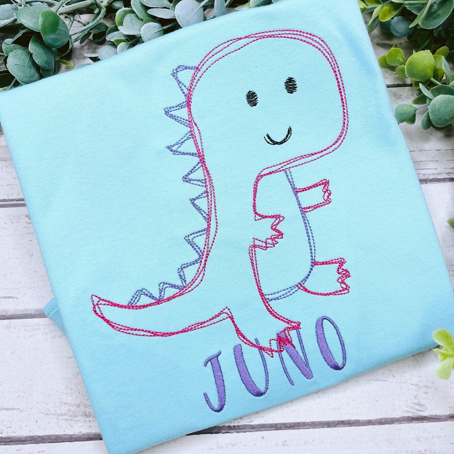 Sketchy Cutie Dino Embroidery Design Quick Stitch Sketchy Embroidery Design