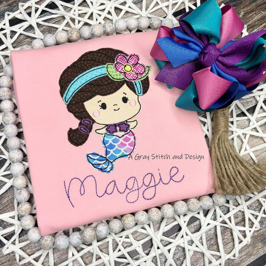 Quick Stitch Applique Design Mermaid Summer Applique Design