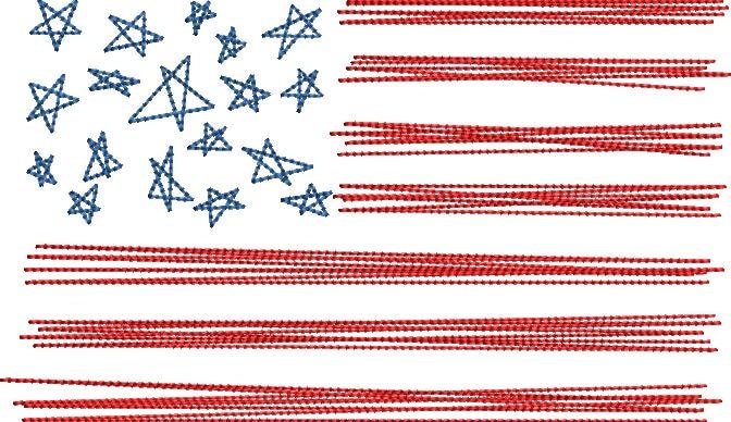 Scratchy Embroidery Design American Flag Independence Day Quick Stitch