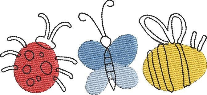 Embroidery Design Insects Bugs Quick Stitch Summer Sketch Design