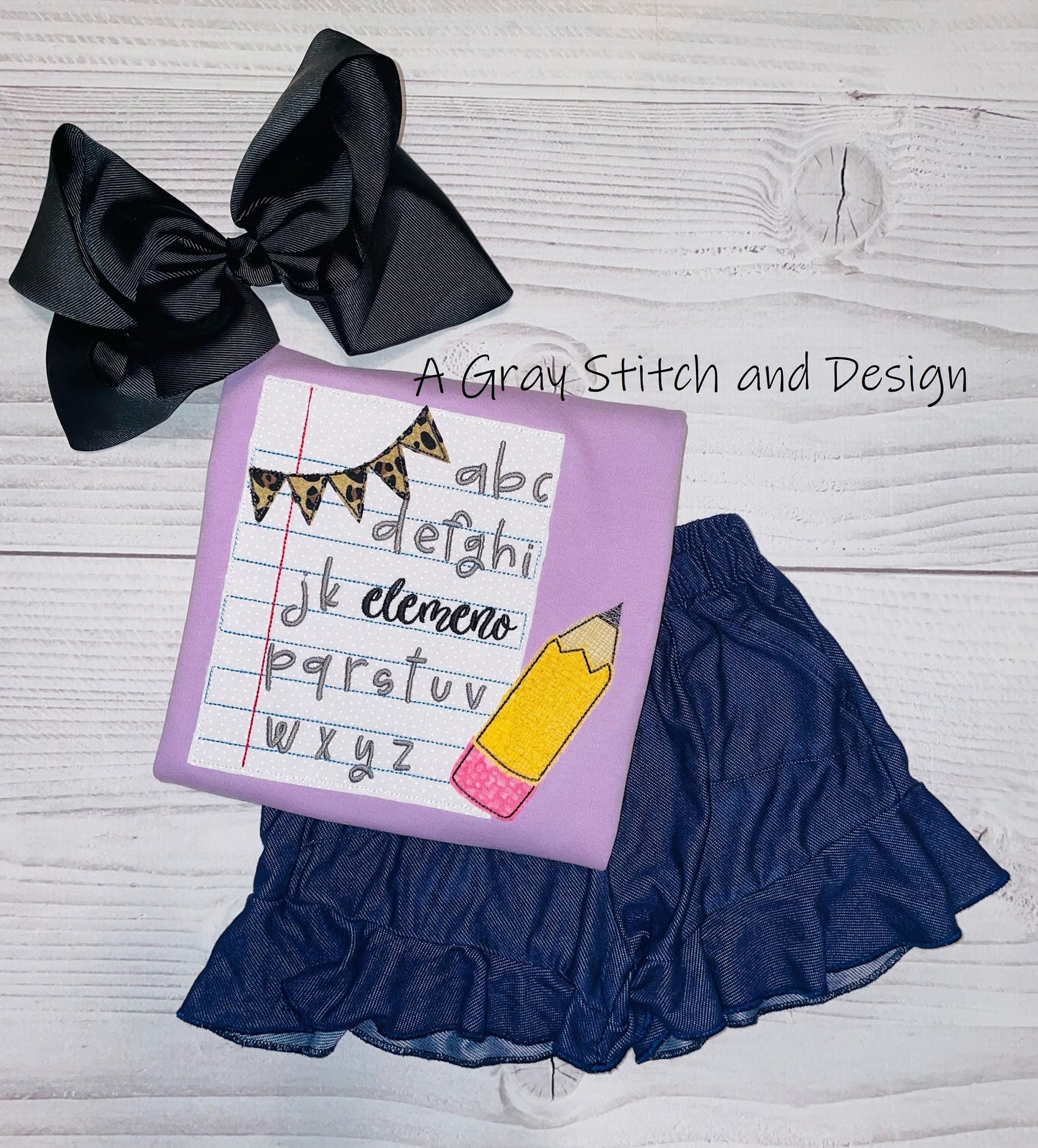 Pencil and Paper Quick Stitch Applique Design Back to School