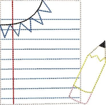 Pencil and Paper Quick Stitch Applique Design Back to School