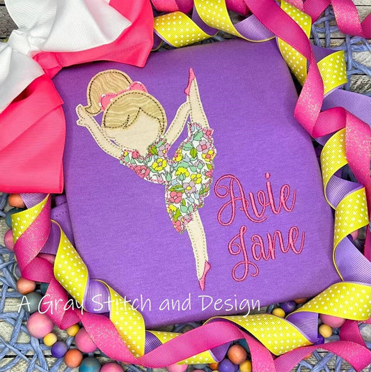 Ballerina Girl Quick Stitch Applique Design Ballet Dancer