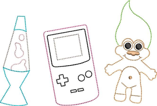 90s Quick Stitch Applique Design Vintage Trio