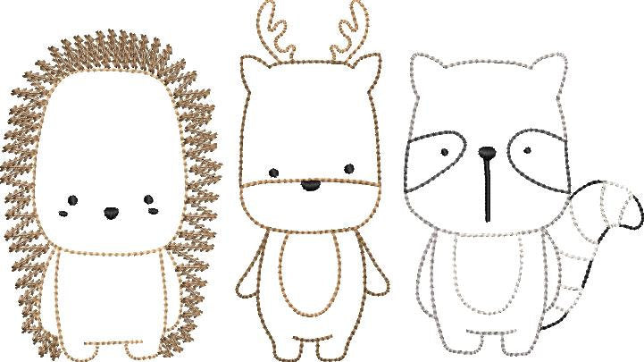 Woodland Trio Applique Quick Stitch Embroidery Design
