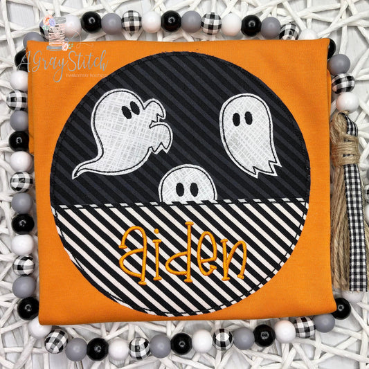 Quick Stitch Ghost Halloween Applique Design Machine Embroidery