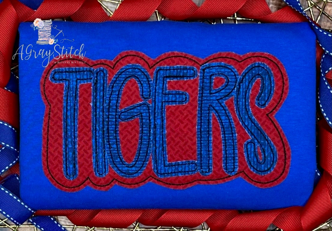 Double Applique Sports Teams Spirit Applique Design Bean Stitch