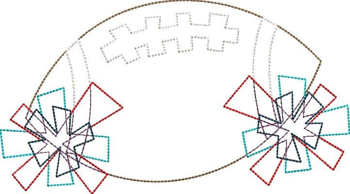 Football with Pom Poms Machine Embroidery Applique Design Quick Stitch
