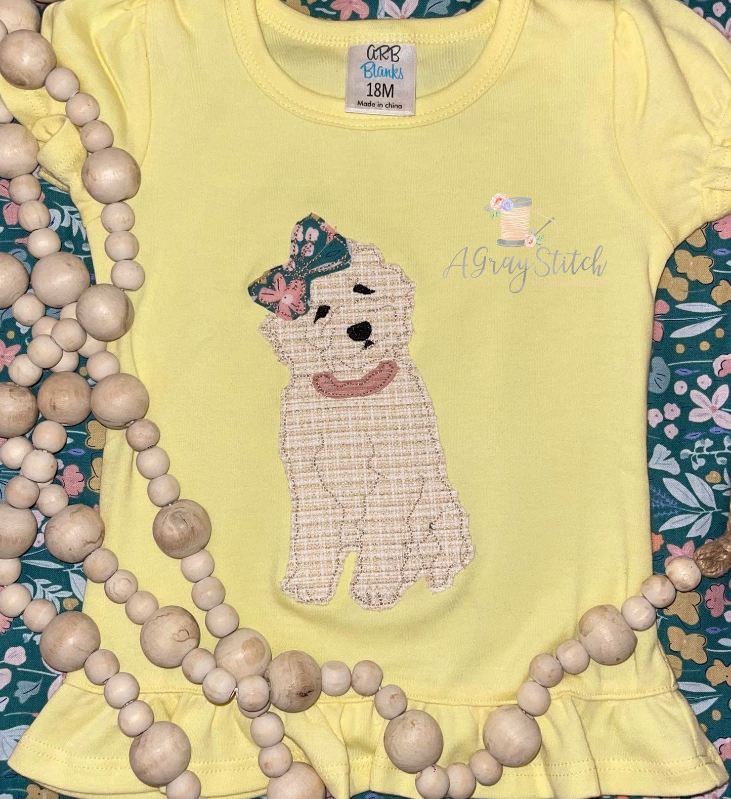 Girl Doodle Dog Applique Design Quick Stitch