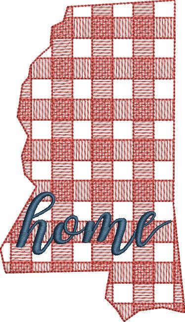 Gingham Sketch Fill Mississippi State Outline Quick Stitch Machine Embroidery