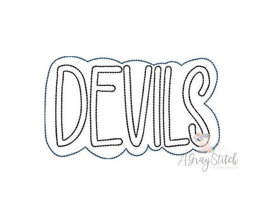 Devils Team Name Double Applique Machine Embroidery Design