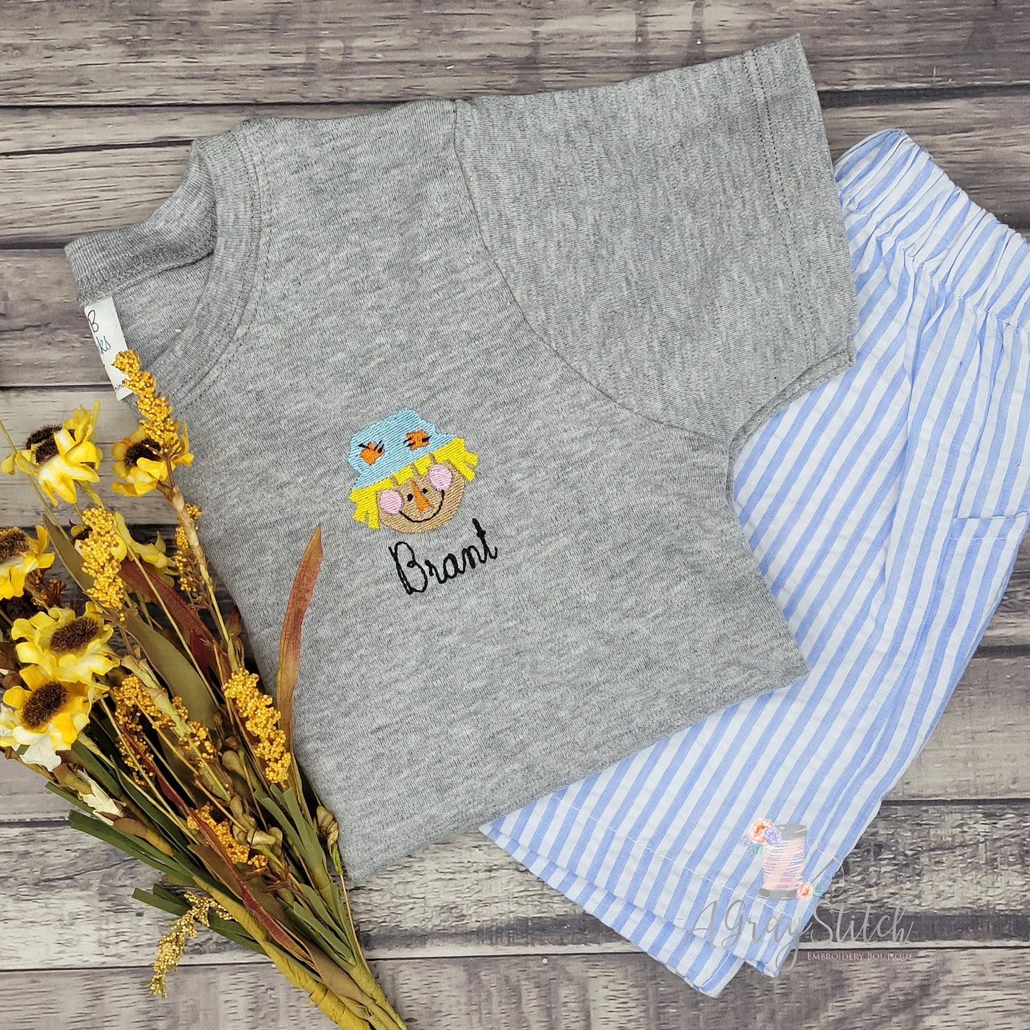 Mini Girl and Boy Scarecrow Machine Embroidery Designs