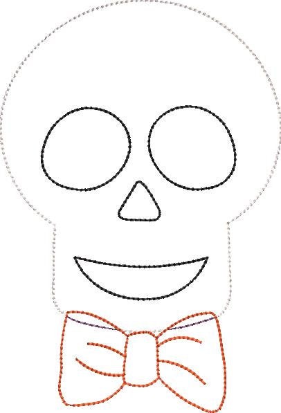 Skeleton Boy with Bowtie Applique Machine Embroidery Design