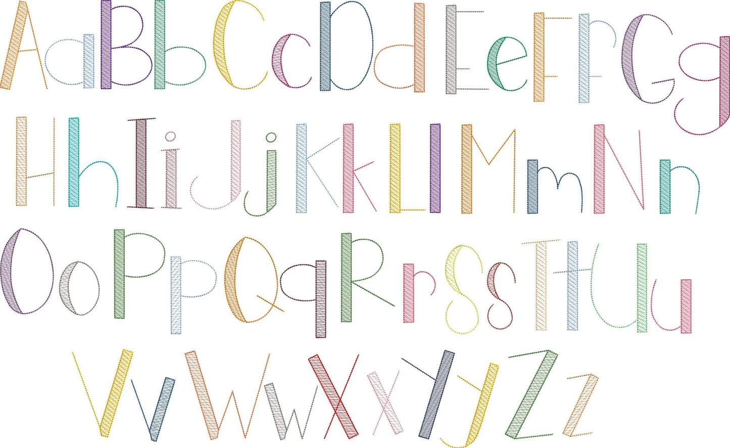 Hopscotch Sketch Machine Embroidery Quick Stitch Font Alphabet BX included