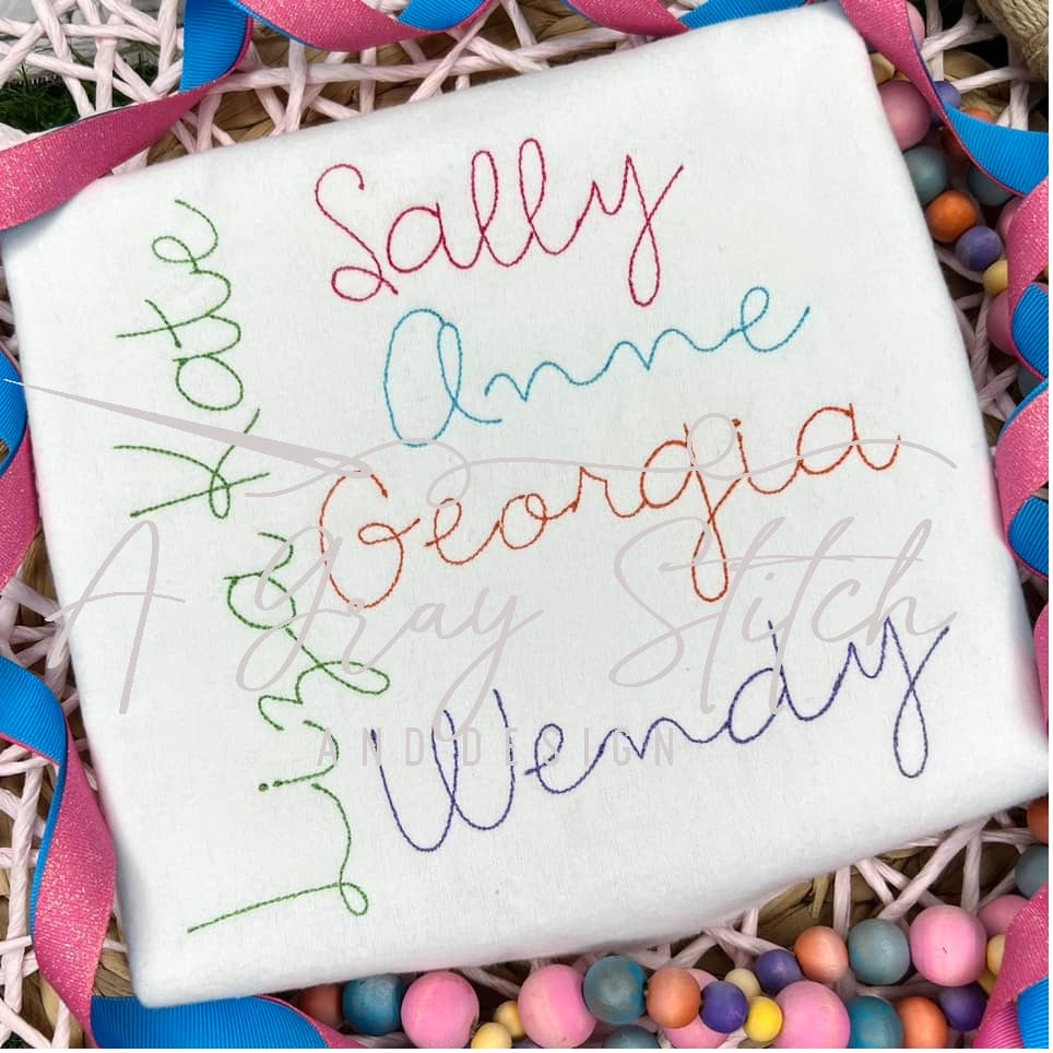 Molly Vintage Bean Stitch Embroidery Font Machine Embroidery Quick Stitch Quirky Hand written Cursive BX included