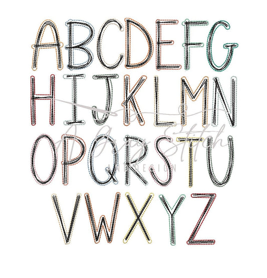 Shadow Scratch Outline Quick Stitch Machine Embroidery Font BX Included