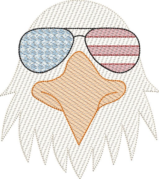 Sketch Fill Free American Bald Eagle Quick Stitch Machine Embroidery Independence Day Design