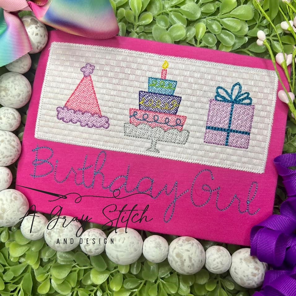 Faux Smock Birthday Trio Machine Embroidery Design