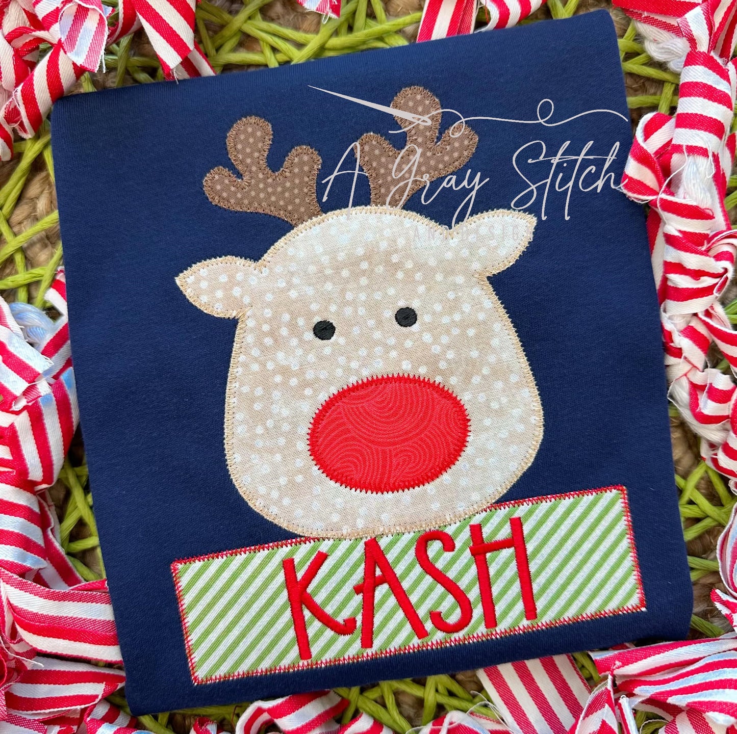 Zig Zag Reindeer Boy Applique Design